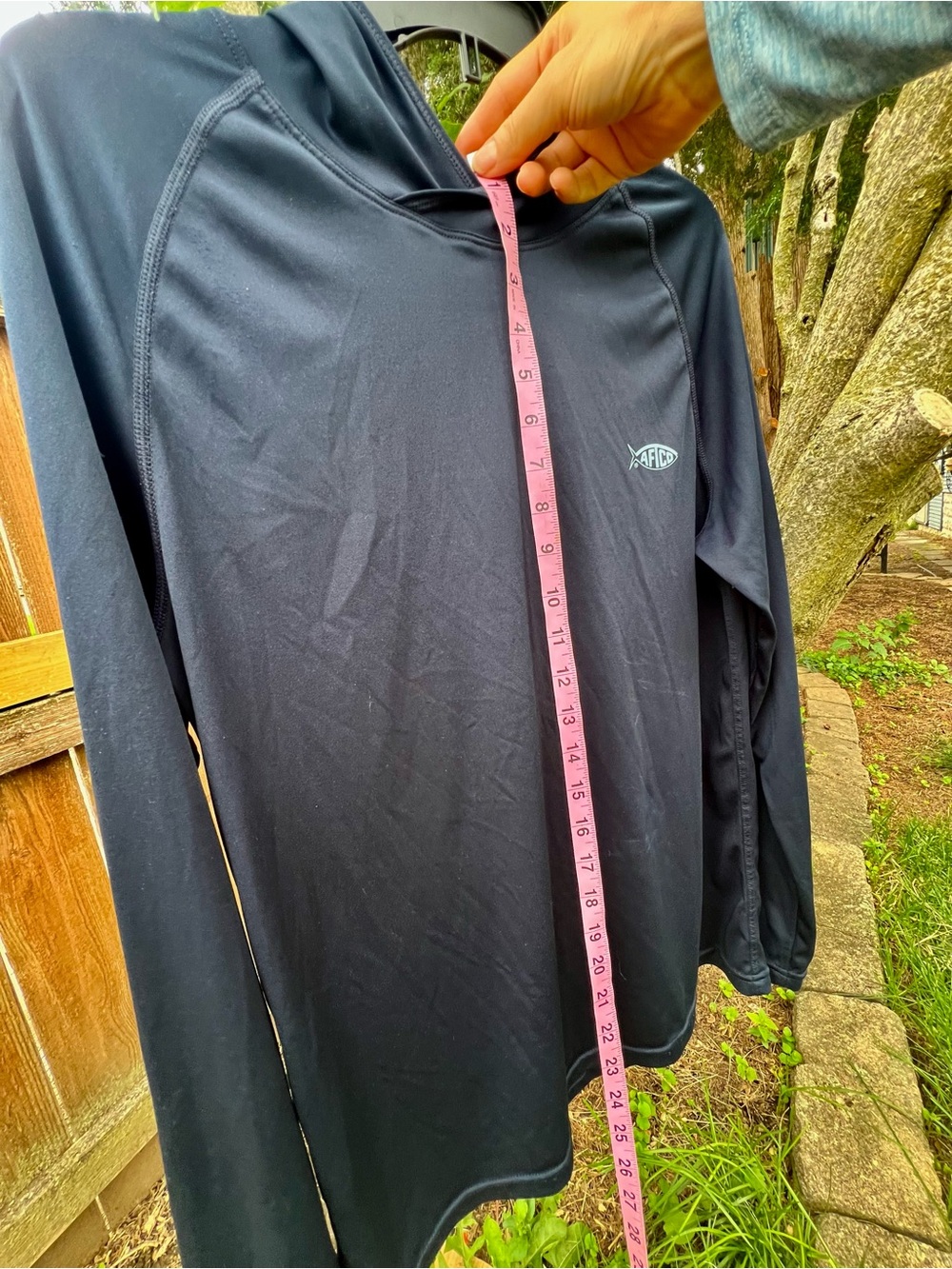AFTCO Hooded Fishing Performance long Sleeve Shirt Top Men’s Navy Blue Hoodie S - Picture 7 of 9